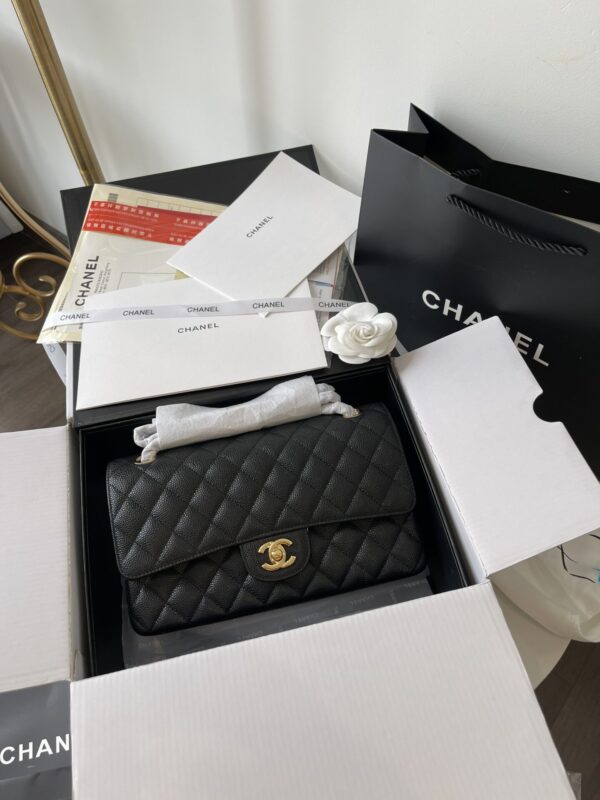 Túi Xách Chanel Medium Classic Màu Đen Siêu Cấp Da Caviar (8)