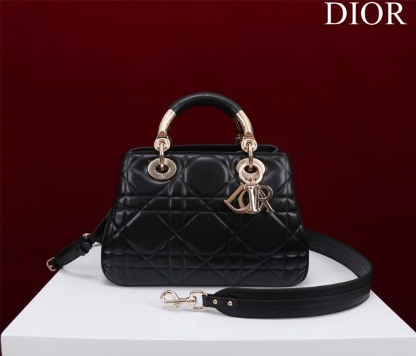 Túi Xách Nữ Hàng Hiệu Dior Lady Màu Đen Da Mịn 24cm (1)