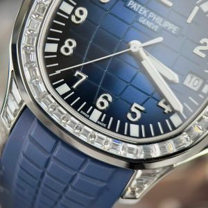 Đồng Hồ Patek Philippe Aquanaut 5168G Đính Đá Baguette Màu Xanh GRF (9)