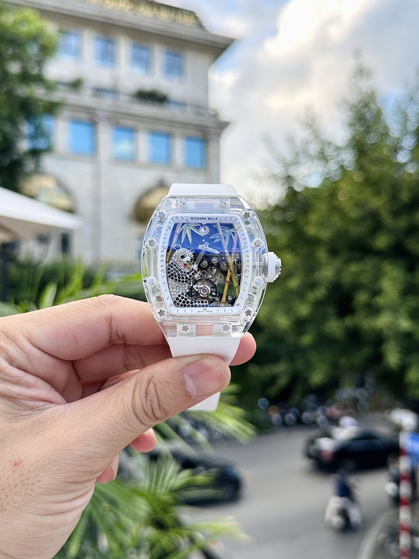 ng H Richard Mille RM26 01 Tourbillon Panda Sapphire Replica 1