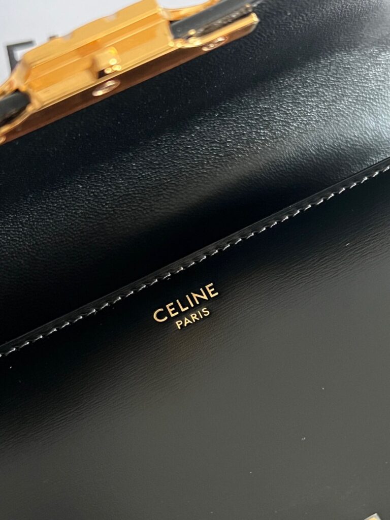 Túi Celine Triomphe Shoulder Bag Siêu Cấp Khóa Vàng Bóng 19cm (2)