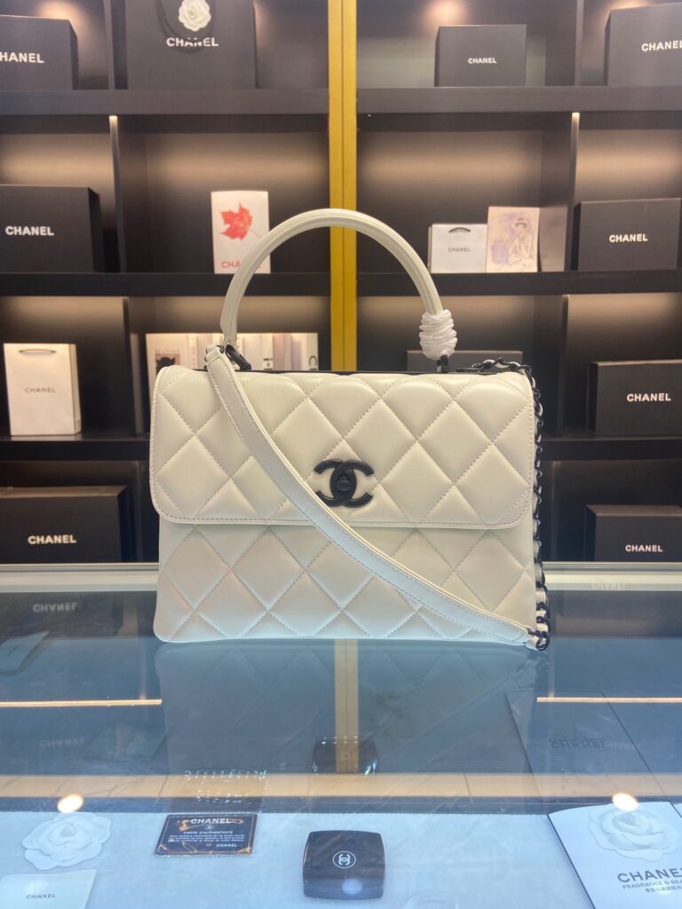 Túi Chanel Coco Trendy Da Bóng Siêu Cấp Màu Trắng 25cm (2)