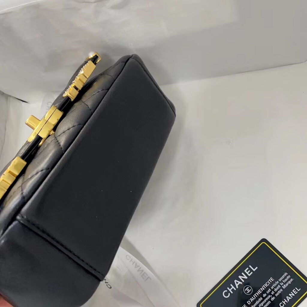 Túi Chanel Mini Flap Bag ‘Gold Black’ Siêu Cấp 21cm (2)