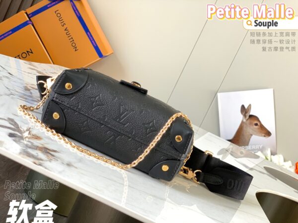 Túi Louis Vuitton LV Petite Malle Họa Tiết Monogram Siêu Cấp Màu Đen 20x14cm (4)