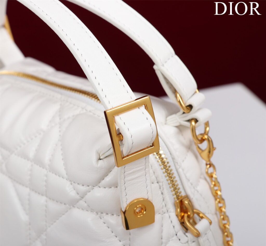Túi Nữ Siêu Cấp Dior Caro Chất Da Bóng Màu Trắng 20cm (1)