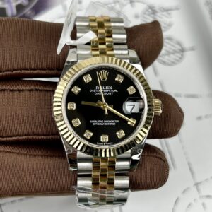 Đồng Hồ Rolex Nữ Bọc Vàng Rep 11 DateJust Nhà Máy GM Mặt Đen 31mm (5)