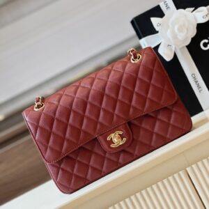 Túi Chanel Classic Like Auth Cao Cấp Da Hạt Màu Đỏ 25cm (2)