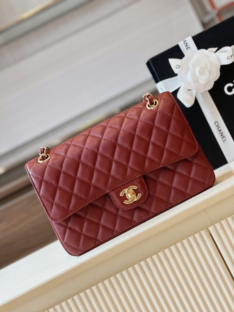 Túi Chanel Classic Like Auth Cao Cấp Da Hạt Màu Đỏ 25cm (2)