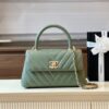 Túi Chanel Coco Họa Tiết Chữ V Rep 11 Màu Xanh Khóa Vàng 25cm (2)