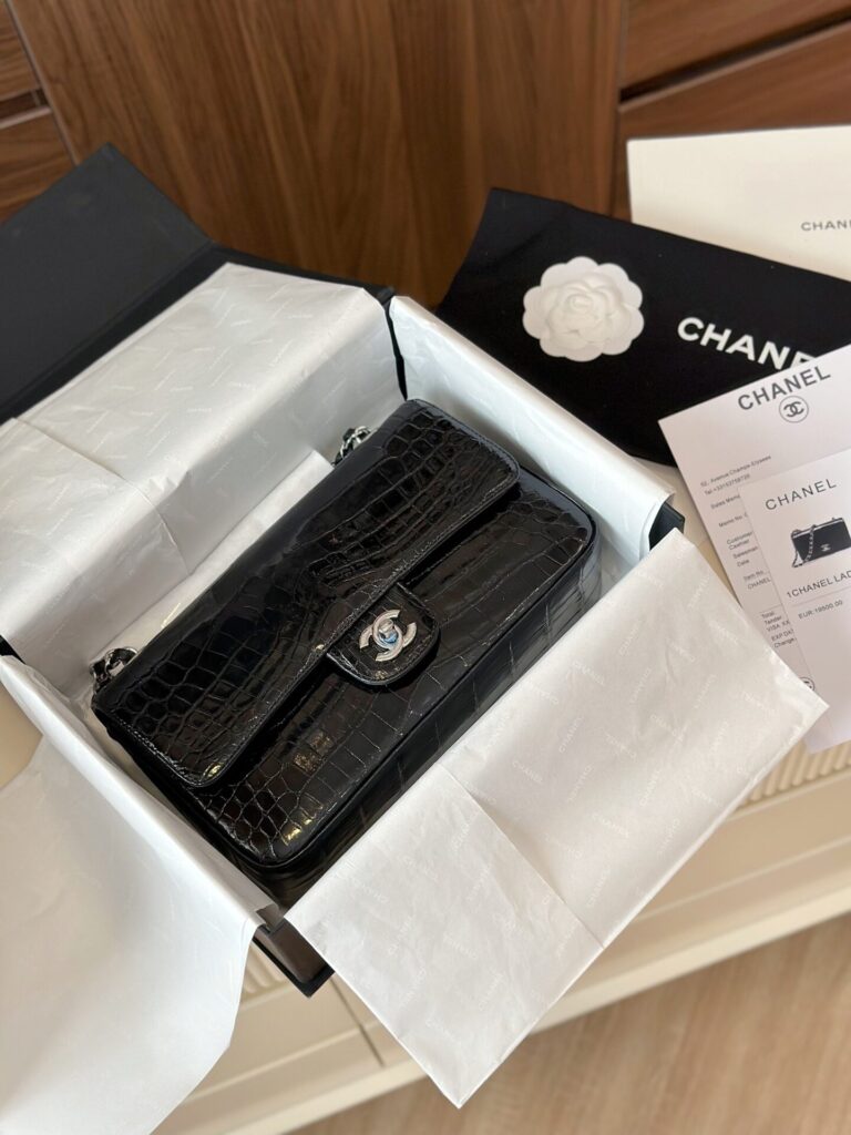 Túi Xách Chanel Classic Crocodile Da Cá Sấu Replica 11 Cao Cấp 25cm (2)