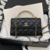 Túi Xách Hàng Hiệu Chanel Woc Quai Đính Ngọc Trai Like Auth Màu Đen 19cm (2)