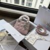 Túi Xách Hàng Hiệu Dior Lady Mini 3 Ô Màu Hồng 17cm (2)