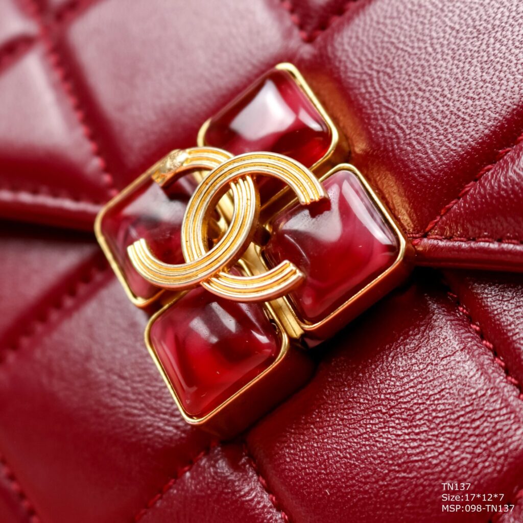 Túi Xách Nữ Chanel Replica 11 Cao Cấp Màu Đỏ 17x12x7cm (2)