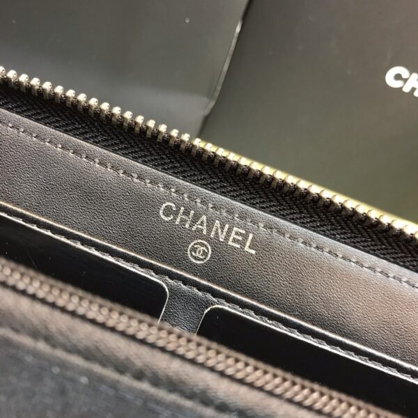 Ví Chanel Da Hạt Màu Đen Khóa Bạc Replica 11 Cao Cấp 19x10cm (2)