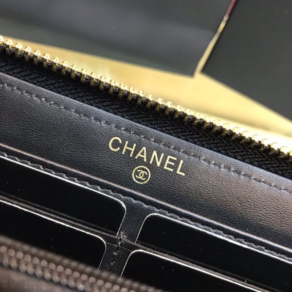 Ví Chanel Replica 11 Cao Cấp Da Hạt Màu Đen Khóa Vàng 19x10cm (2)