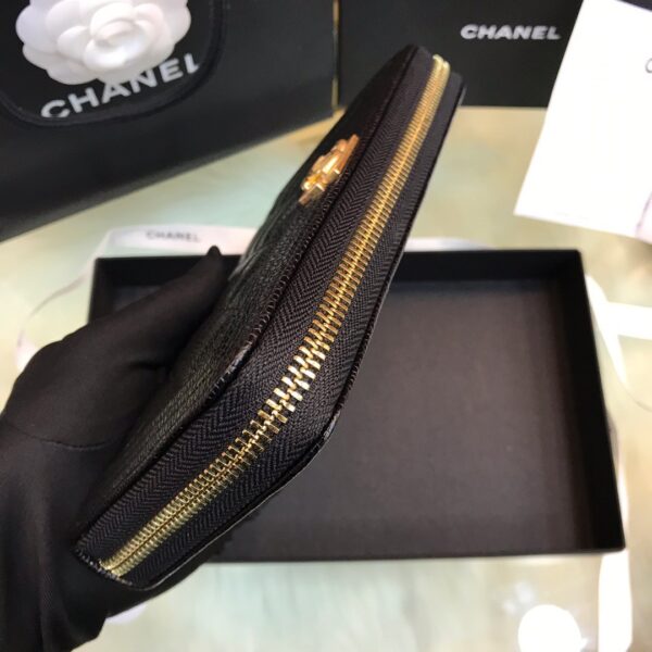 Ví Chanel Replica 11 Cao Cấp Da Hạt Màu Đen Khóa Vàng 19x10cm (2)