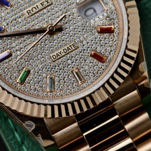 Đồng Hồ Cơ Rolex Day-Date Bọc Vàng Hồng Độ Moissanite Full Mặt GMF (1)