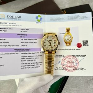 Đồng Hồ Nam Rolex Day-Date Bọc Vàng Độ Moissanite Cọc Số 7 Màu 40mm