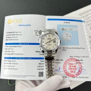 Đồng Hồ Rolex DateJust Chế Tác Mặt Mother Of Pearl Cọc Số Moissanite (9)