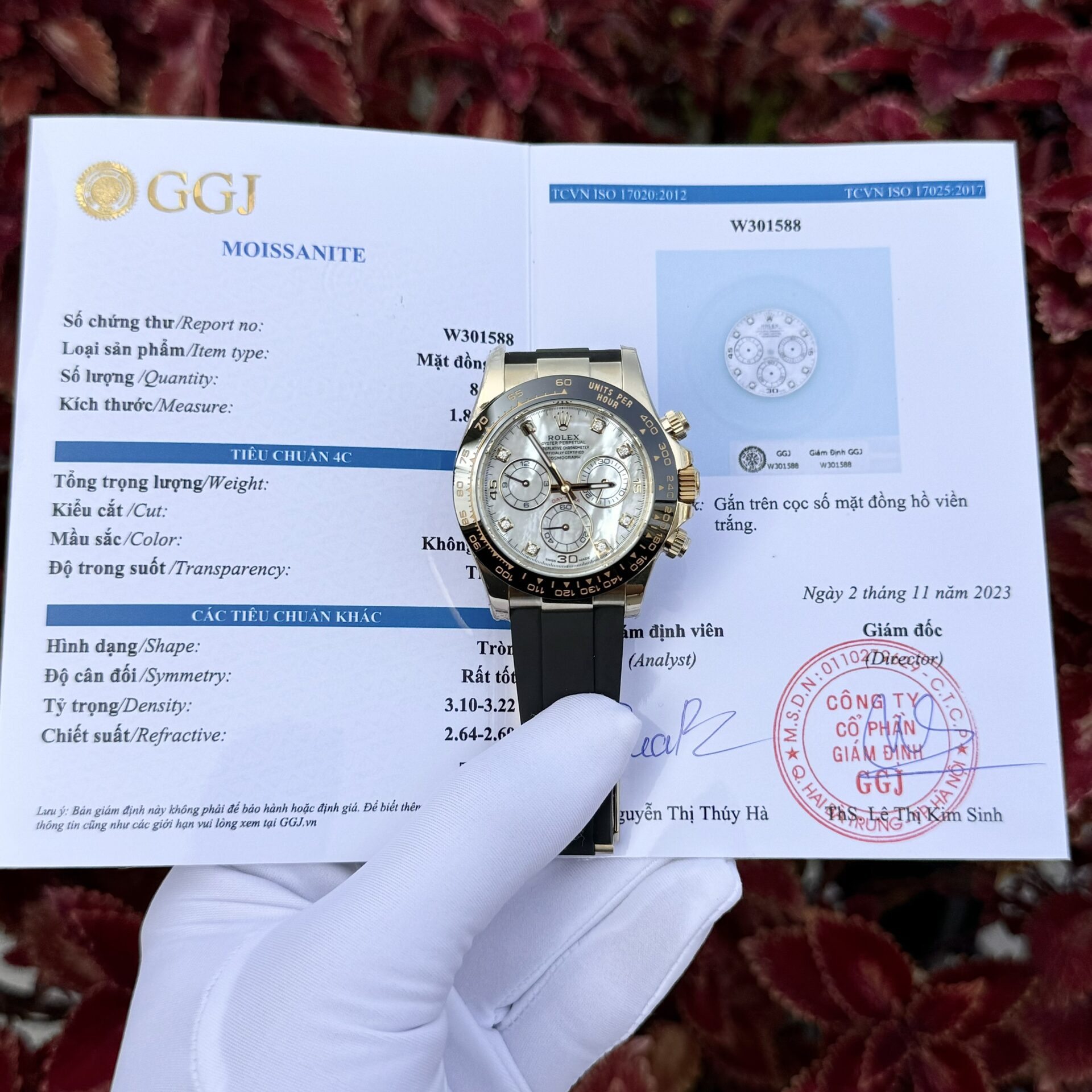 Đồng Hồ Rolex Daytona 116518LN Mặt Xà Cừ Cọc Moissanite Rep 11 40mm