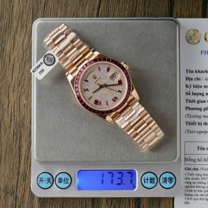 Đồng Hồ Rolex Day-Date Độ Ruby Đỏ Moissanite Bọc Vàng 18K GM V3 (12)