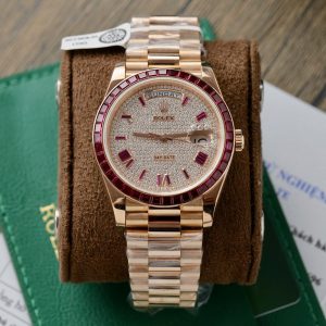 Đồng Hồ Rolex Day-Date Độ Ruby Đỏ Moissanite Bọc Vàng 18K GM V3 (12)