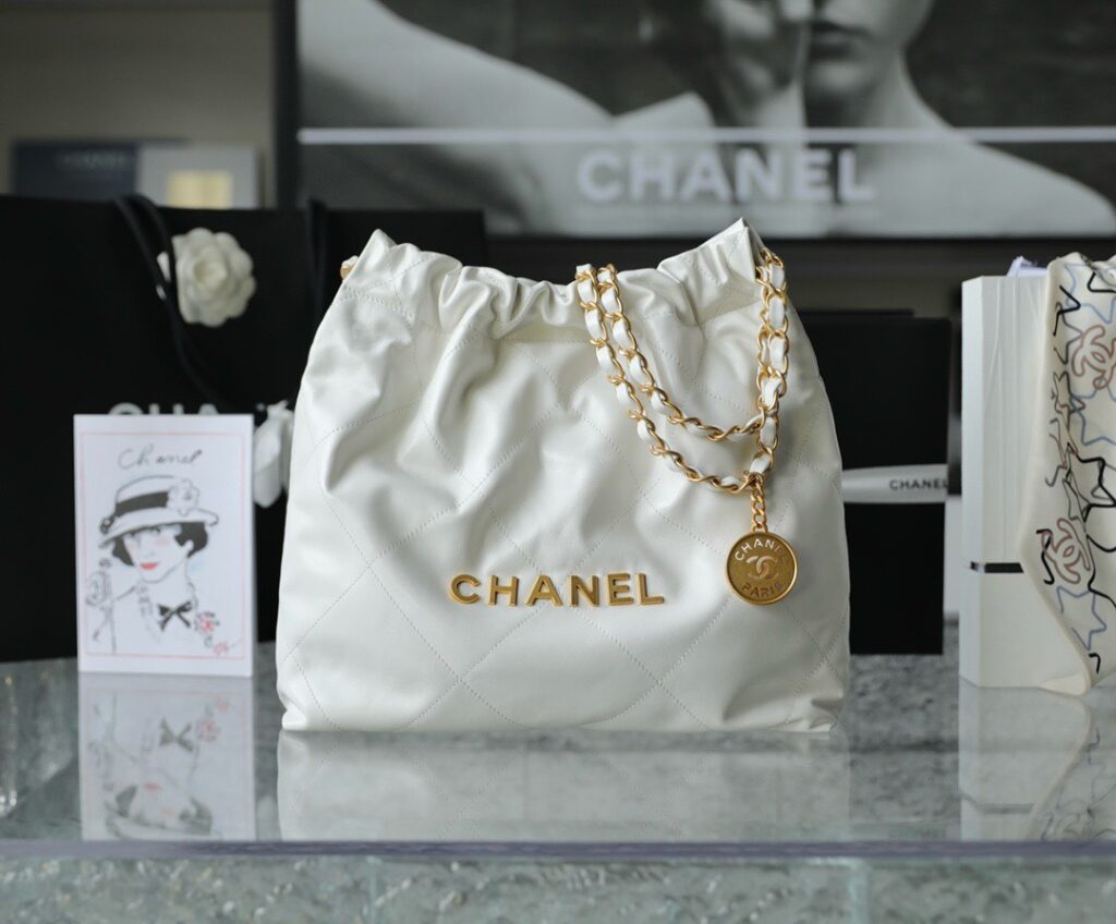 Túi Xách Chanel 22 Shopping Replica 11 Cao Cấp Màu Trắng 35cm (2)
