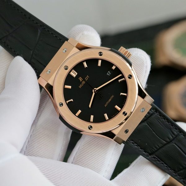 Đồng Hồ Hublot Classic Fusion King Gold Black Replica 11 Nhà Máy JJF 42mm (1)