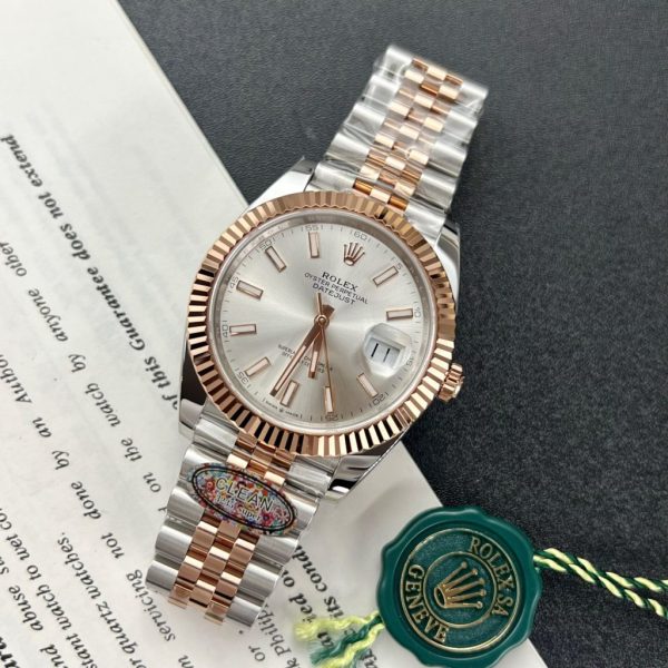 Đồng Hồ Rolex DateJust 126331 Mặt Xám Bạc Chải Tia Nhà Máy Clean