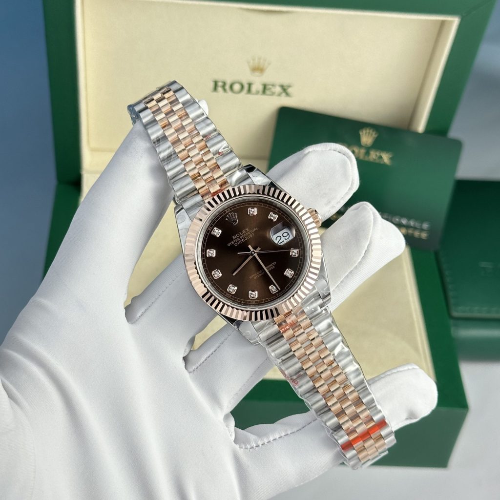 Đồng Hồ Rolex DateJust Bọc Vàng Thật Mặt Số Chocolate GM Factory V5 (1)