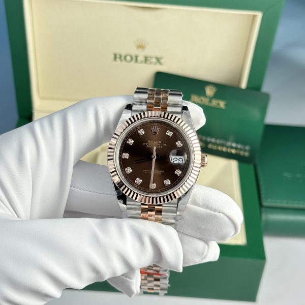 Đồng Hồ Rolex DateJust Bọc Vàng Thật Mặt Số Chocolate GM Factory V5 (1)