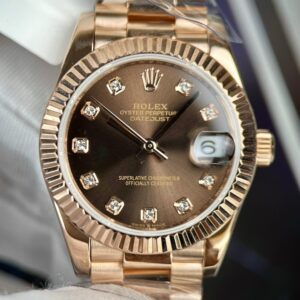 Đồng Hồ Rolex DateJust Nữ Bọc Vàng 18k Replica 11 Dây President 31mm (2)