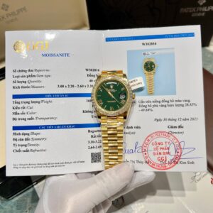 Đồng Hồ Rolex Replica 11 Day-Date Bọc Vàng Đính Moissanite Baguette GM V3 40mm (1)