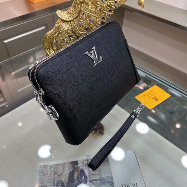 Túi Louis Vuitton LV Clutch Khoá Đôi Siêu Cấp Nam Màu Đen 28x18cm (2)