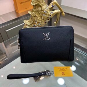 Túi Louis Vuitton LV Clutch Khoá Đôi Siêu Cấp Nam Màu Đen 28x18cm (2)