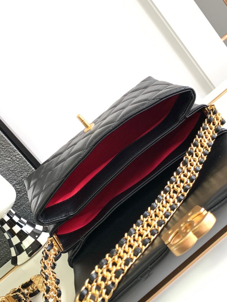 Túi Xách Chanel 23K Nữ Màu Đen Khóa Vàng Siêu Cấp 21x12 (2)