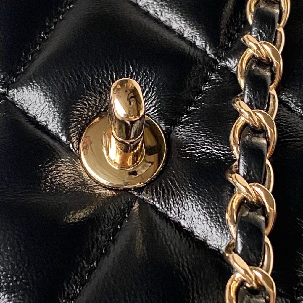 Túi Xách Chanel 24C Siêu Cấp Nữ Màu Đen Chất Da Mịn 14x20x7cm (2)