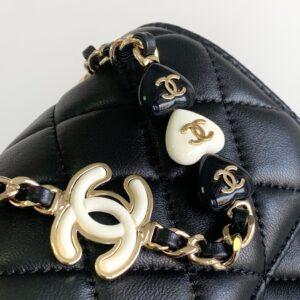 Túi Xách Chanel Dây Xích Charm Nữ Siêu Cấp Màu Đen 17cm (2)