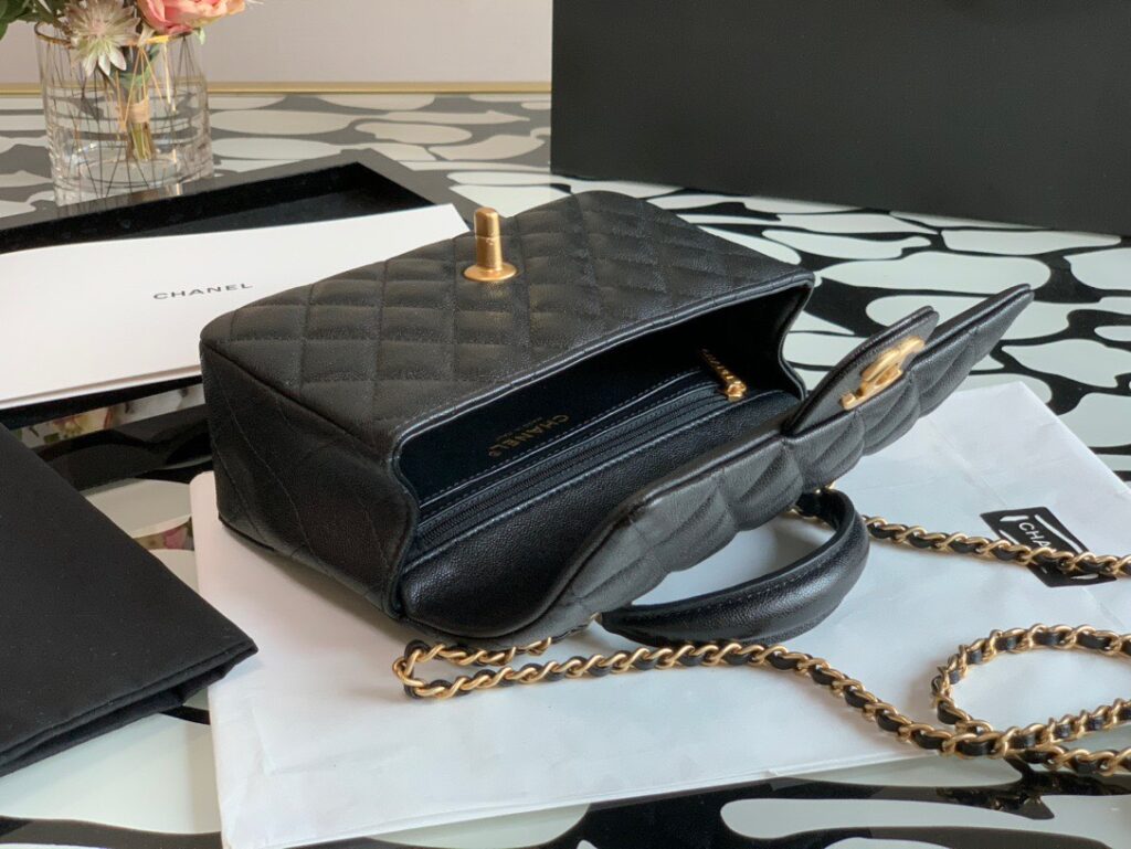 Túi Xách Chanel Handle Nữ Màu Đen Khóa Vàng Siêu Cấp 20cm (2)