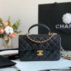 Túi Xách Chanel Handle Nữ Màu Đen Khóa Vàng Siêu Cấp 20cm (2)
