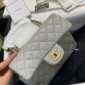 Túi Xách Chanel Handle Nữ Màu Xám Chất Da Mịn Siêu Cấp 20cm (2)