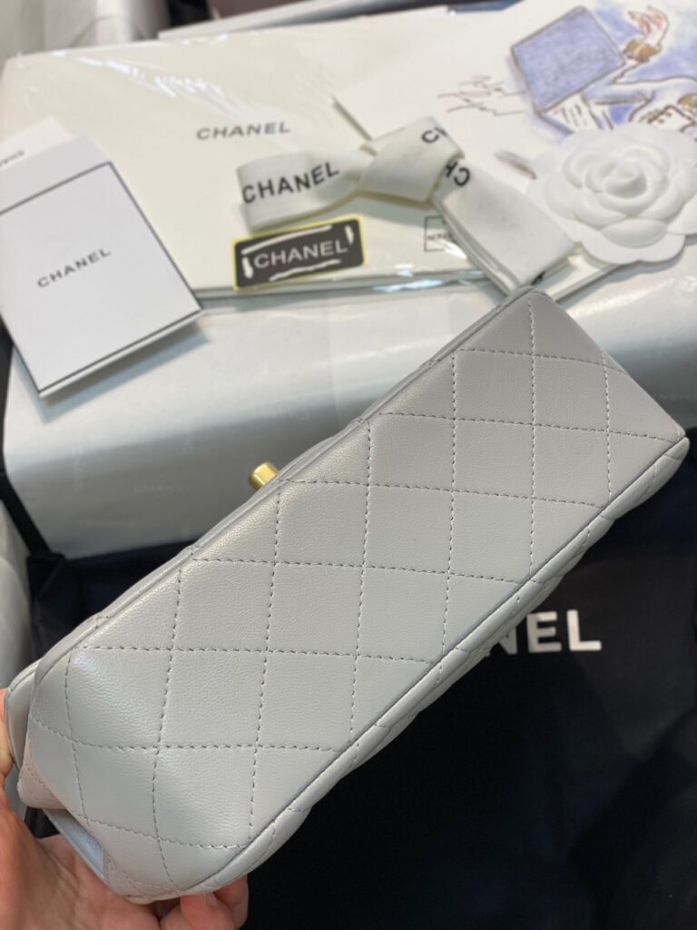 Túi Xách Chanel Handle Nữ Màu Xám Chất Da Mịn Siêu Cấp 20cm (2)