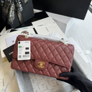 Túi Xách Chanel Medium Classic Siêu Cấp Nữ Màu Đỏ 25 (2)