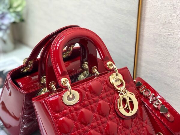 Túi Xách Dior Lady Nữ Màu Đỏ Chất Da Bóng Siêu Cấp 20cm (2)