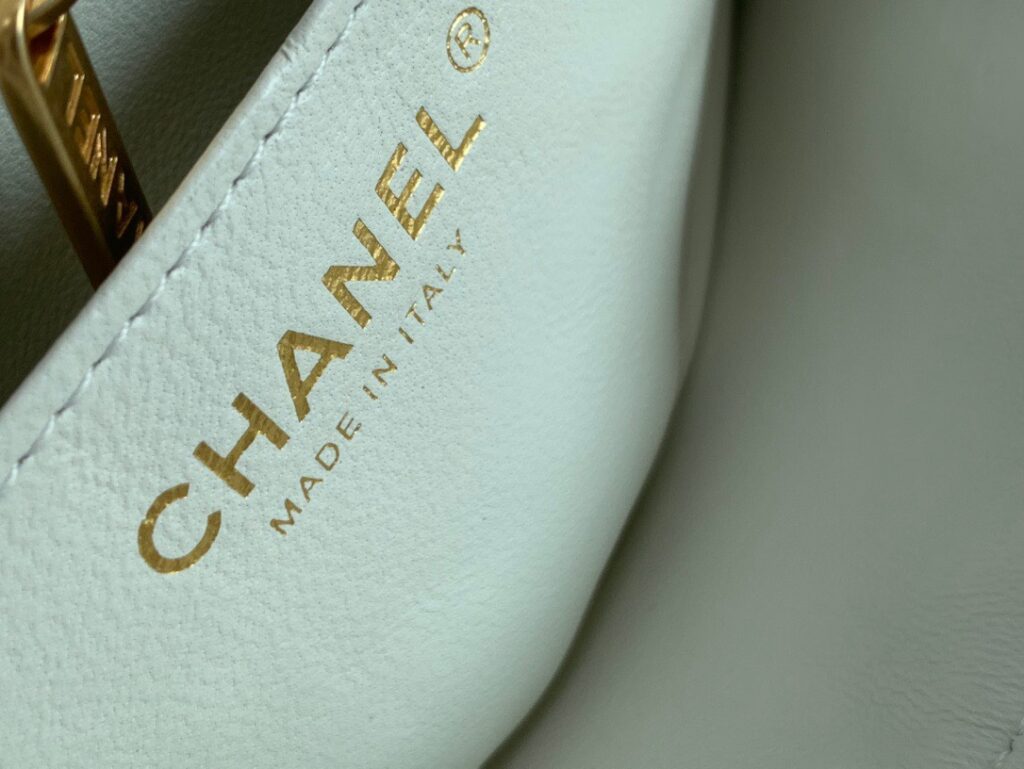 Túi Xách Siêu Cấp Chanel Handle Nữ Màu Trắng Khóa Vàng 20cm (2)