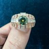 Nhẫn Vàng Hồng 10k Đính Kim Cương Moissnite Viên Chủ Ruby Xanh 7.2 Ly (2)