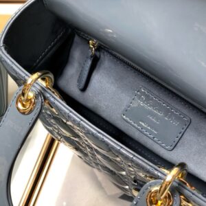 Túi Xách Dior Lady Nữ Màu Xanh Khóa Vàng Siêu Cấp 20cm (2)