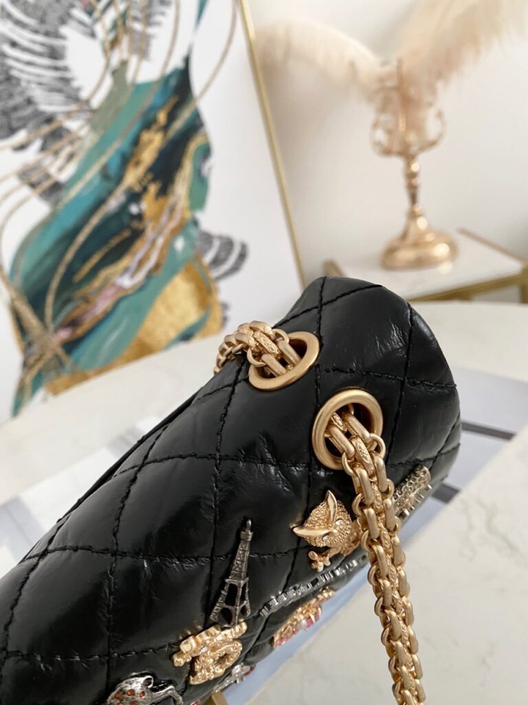 Túi Xách Siêu Cấp Chanel Classic Charm Nữ Màu Đen 25cm (2)