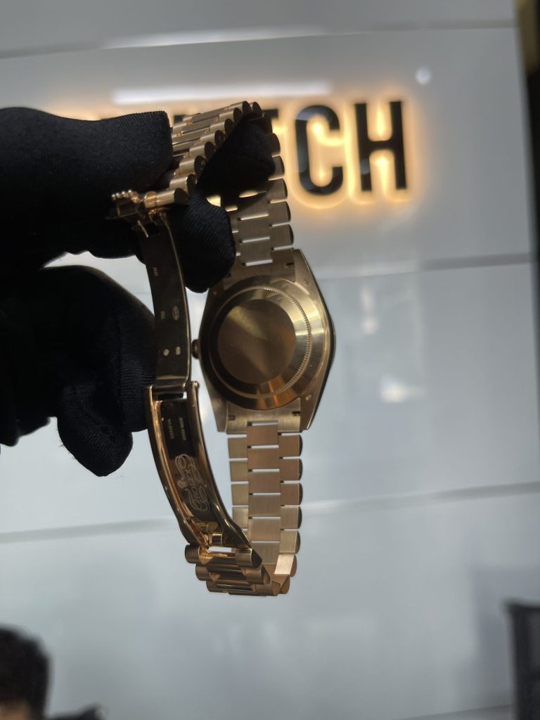 Đồng Hồ Cũ Rolex Day-Date Bọc Vàng 18K Nam Cọc Số Da Quang Size 40mm (8)