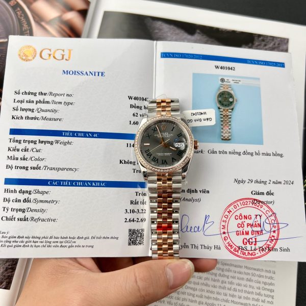 Đồng Hồ Rolex DateJust 126231 Mặt Wimbledon Độ Moissanite VS Factory 36mm (2)